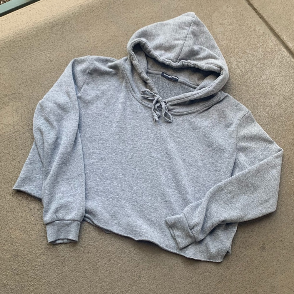 Brandy Melville Cropped Gray Hoodie